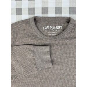 Waffle Knit Thermal Neutral Oversized Crewneck Free Planet XL